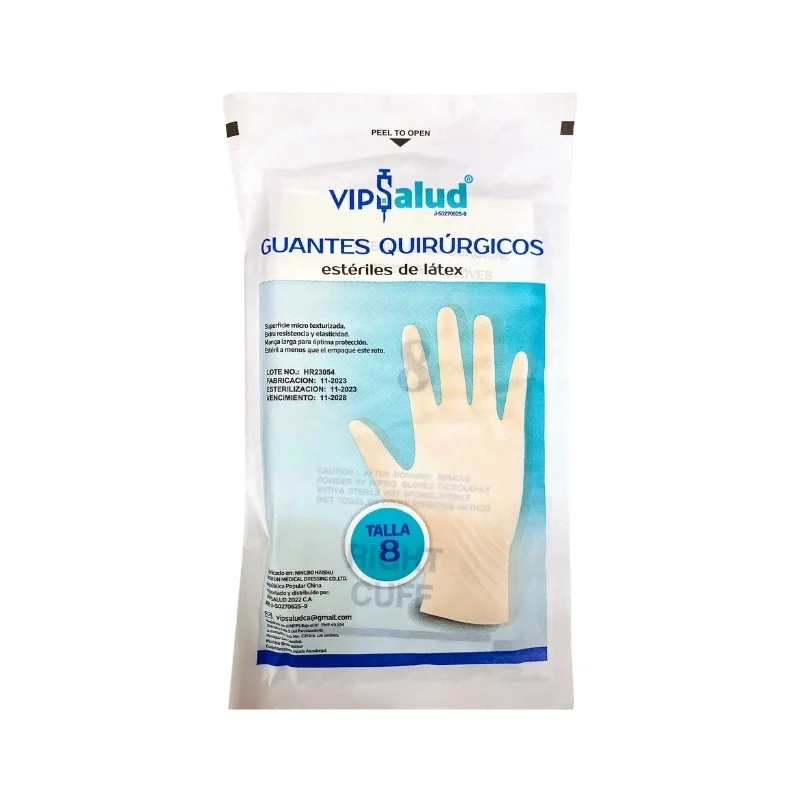 GUANTES QUIRURGICOS T8 X 1SOBRE VIPSALUD