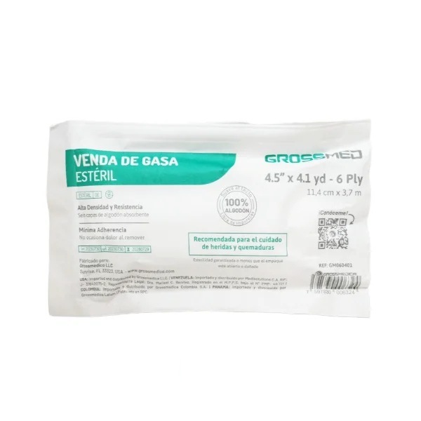 VENDA GASA PARA QUEMADOS 11,4CM X 3,7M X 1UND GROSSMED