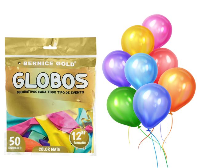 GLOBOS BERNICE 50UND COLORES SURTIDO 12&quot;