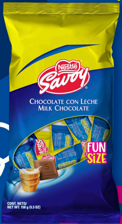 CHOCOLATE SAVOY 15GR LECHE FUN SIZE X10UND