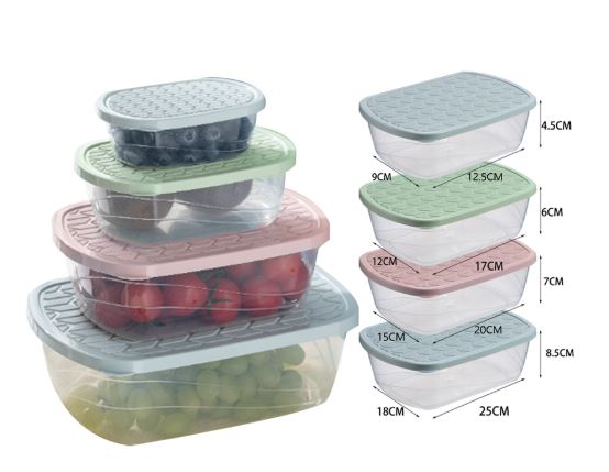 CONSERVADOR PLAST RECTANGULAR 4PCS