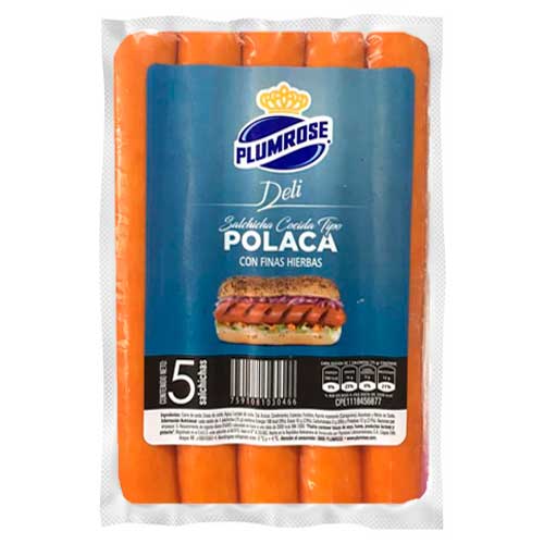 SALCHICHAS PLUMROSE 400GR POLACA DELI