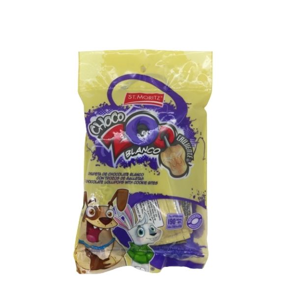 CHUPETA ST MORITZ 90GR CHOCO ZOO BLANCO