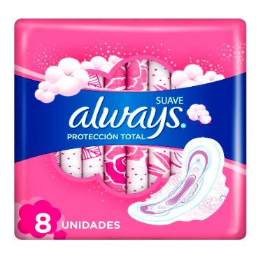 TOALLA SANIT ALWAYS 8UND PINK DIA ALAS