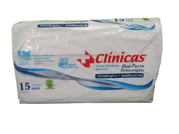 TOALLA SANIT CLINICAS 15UND POST-PARTO