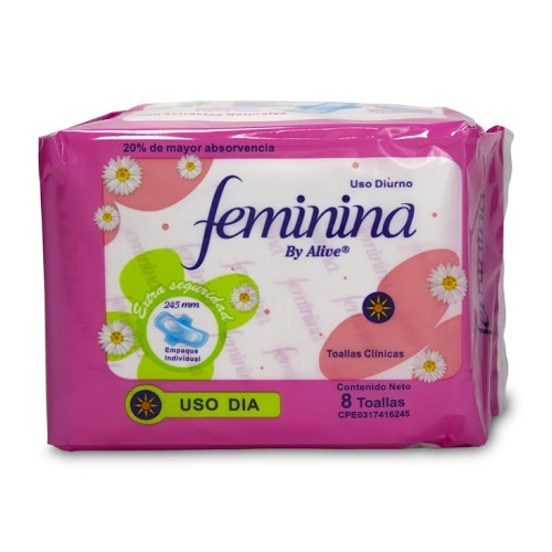 TOALLAS CLINICA FEMININA X 8UND DIA