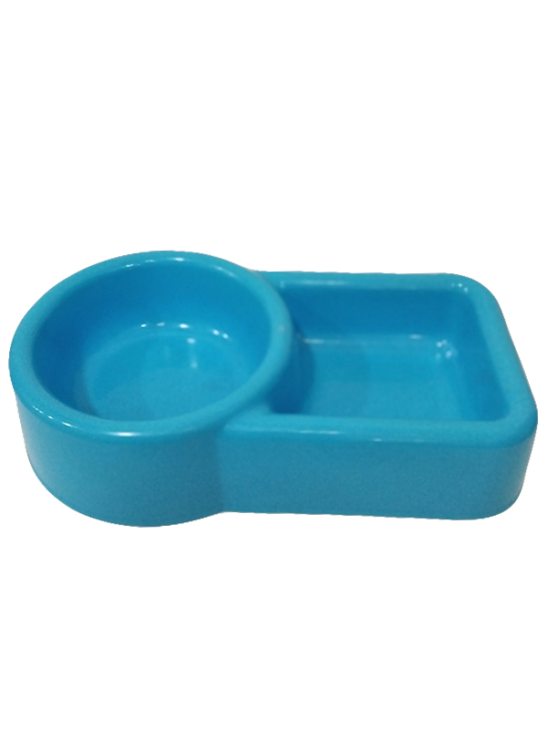 COMEDERO P/MASCOTAS RUBBER DOBLE AZUL BB