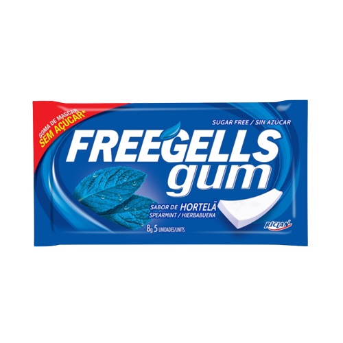 CHICLE FREEGELLS MENTA AZUL 8GR***