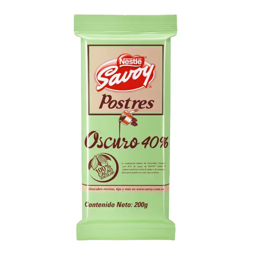 CHOCO SAVOY 200GR POSTRE OSC40%***