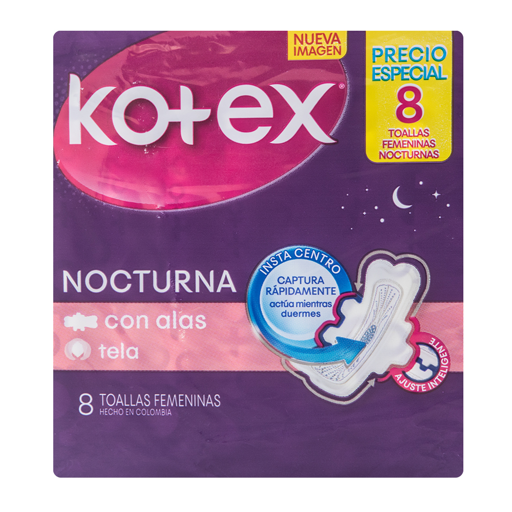 TOALLA SANIT KOTEX 8UND TELA NOCHE ALAS
