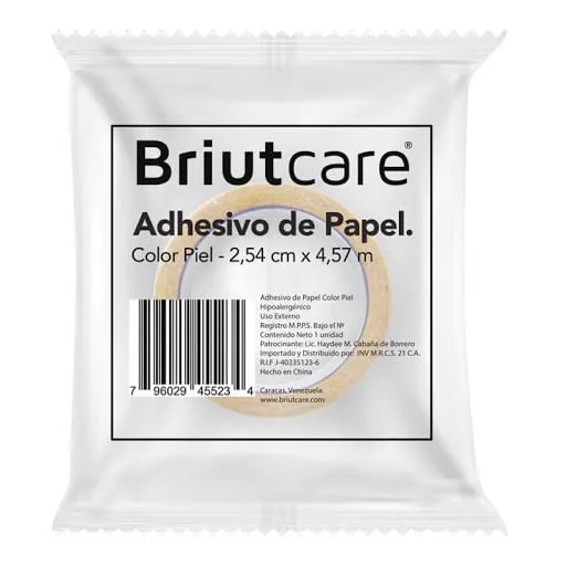ADHESIVO PAPEL PIEL 2,54CMX4,57M BRIUTCARE