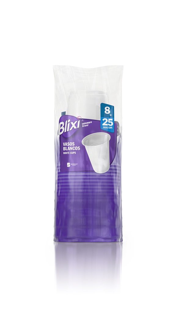 VASOS PLAST BLIXI 25 UNID 8OZ BLANC