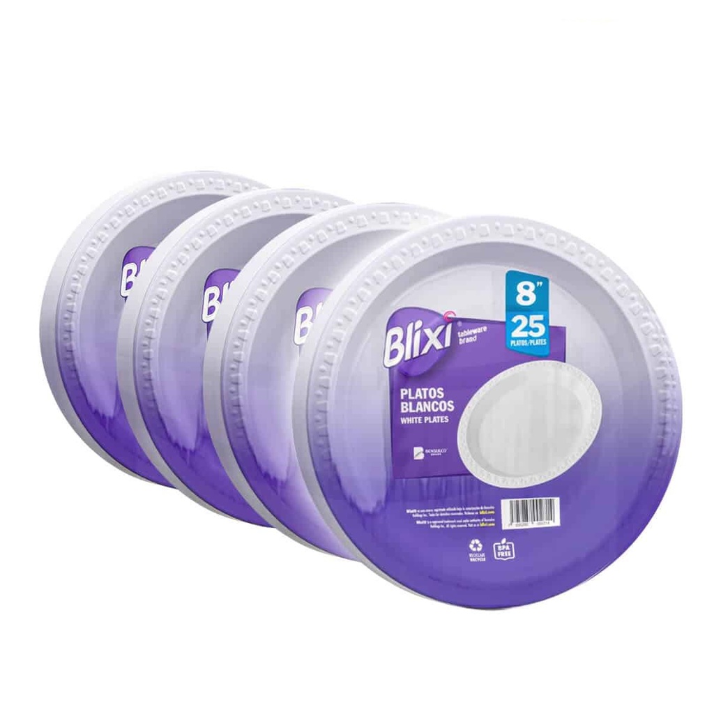 PLATOS BLIXI 25 UNID 8PULG PLASTICOS