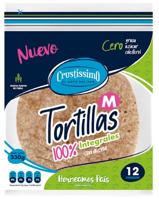 TORTILLA CRUSTISSIMO 330GR 12UND INTEGR