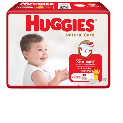 PAÑALES HUGGIES NAT CARE XXG X 30UND