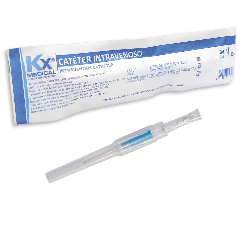 CATETER 22G X 1UND I.V KX MEDICAL