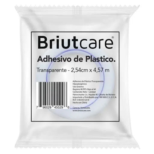 ADHESIVO PLAST TRANSPARENTE 2,54CMX4,57M BRIUTCARE