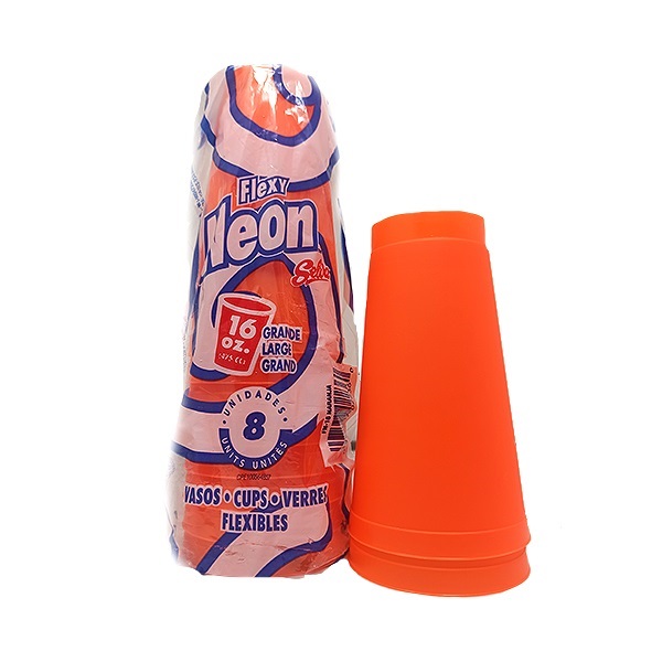 VASOS FLEXY SELVA NARANJA 16OZ. X8