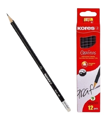 LAPIZ DE GRAFITO KORES 12UND HB TRIANGULAR